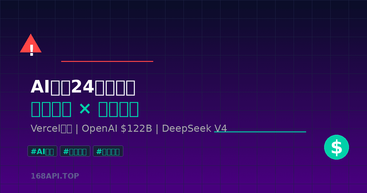 AI行业24小时震荡：Vercel遭AI工具供应链攻击、OpenAI融资$122B创纪录、DeepSeek V4开源、Google代码75%由AI生成